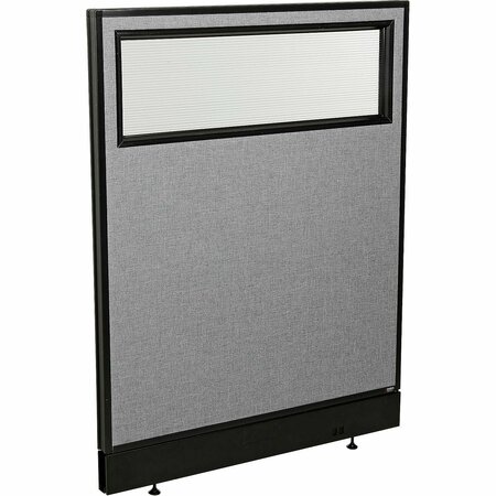 INTERION BY GLOBAL INDUSTRIAL Interion Office Partition Panel with Partial Window & Raceway, 36-1/4inW x 46inH, Gray 694754WNGY